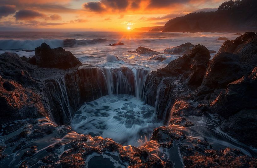 Strahlendes Küstenpanorama von fernlichtsicht