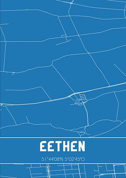 Blauwdruk | Landkaart | Eethen (Noord-Brabant) van MijnStadsPoster