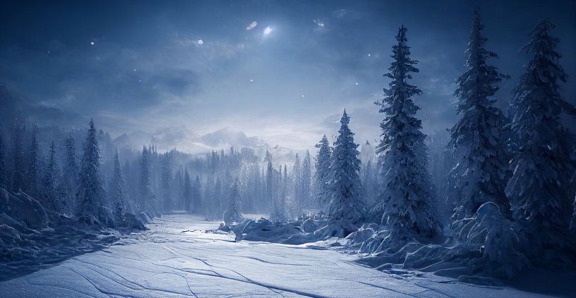 Winter Landscape with Trees and Snow Illustration by Animaflora PicsStock