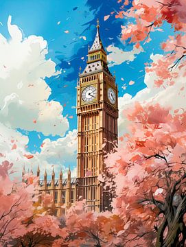 Big Ben au printemps sur Kees van den Burg