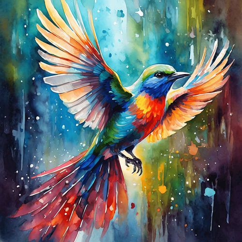 Colourful flying bird