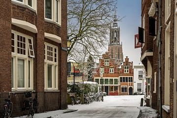 Amersfoort. Bloemendalse Binnenpoort in the Snow. View through to Tower of Our Lady by Marco Hoogma