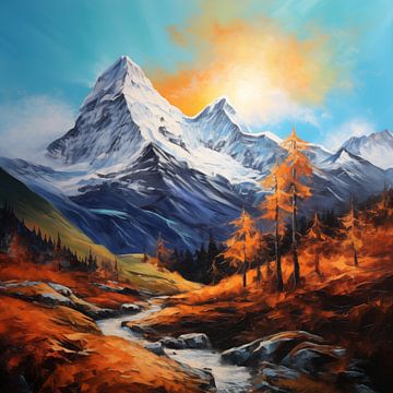 Peinture à l'huile des montagnes de l'Himalaya sur The Xclusive Art
