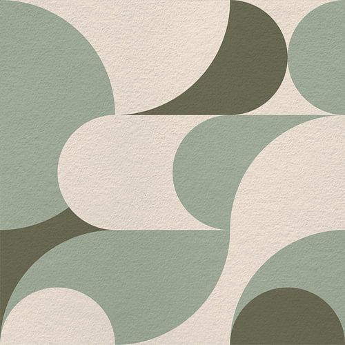 Op Bauhaus en retro 70s geïnspireerde geometrie in groen en gebroken wit