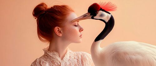 Vrouw met kraanvogel - Elegante ontmoeting