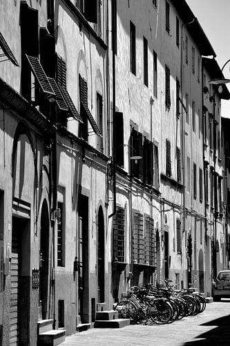 Toscane Italië Lucca Binnenstad zwart wit