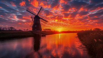 Windmühle im Sonnenuntergang von Harry Cathunter
