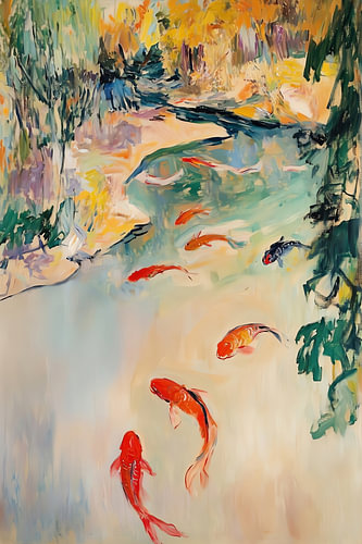 Koi im goldenen Wasser
