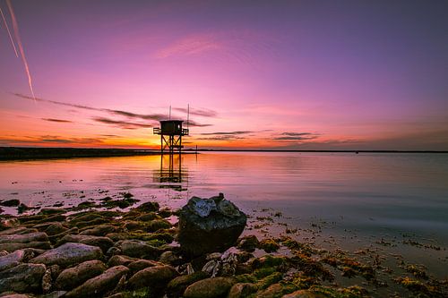 Nederlandse zonsondergang in zeeland