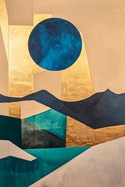 Abstract landscape with golden moon by Poster Art Shop