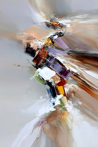 Perzik Abstract Schilderij: Zaden die Neerdalen in Stilte