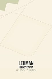Carte ancienne de Lehman (Pennsylvanie), USA. sur Affiches de lieux