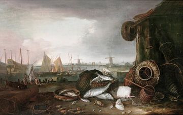 Grashafen Hoorn, Matthias Withoos - um 1675 von Atelier Liesjes