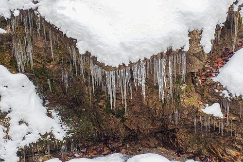 Waterval die door de Gleiersch Klamm bij Scharnitz in de Oostenrijkse Alpen stroomt.