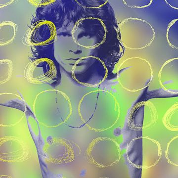 Jim Morrison Modernes abstraktes Porträt in Grün von Art By Dominic