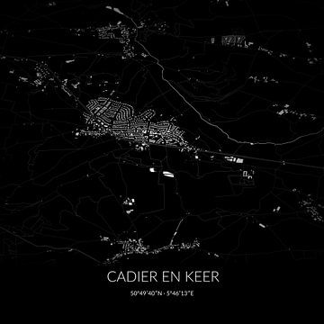 Black-and-white map of Cadier and Keer, Limburg. by Rezona