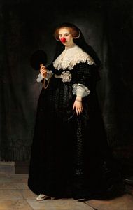 Rembrandt's Portret van Oopjen Coppit met clowns neus