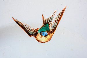 Oiseau d'une ancienne assiette française de Paris. Détail de l'assiette