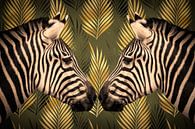 Two Zebras in the golden jungle by Marjolein van Middelkoop thumbnail