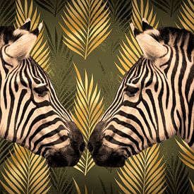 Two Zebras in the golden jungle by Marjolein van Middelkoop