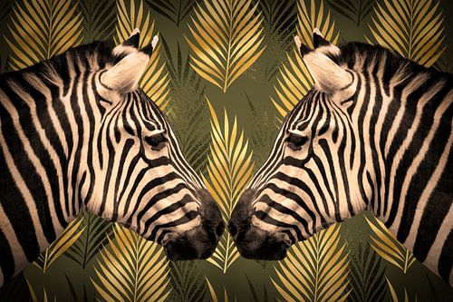 Zwei Zebras im goldenen Dschungel