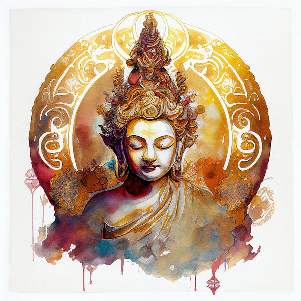 Bouddha aquarelle #7 par Chromatic Fusion Studio