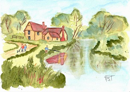 Country house by the river in the countryside