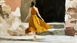 She Walks and Her Dress Moves With Her