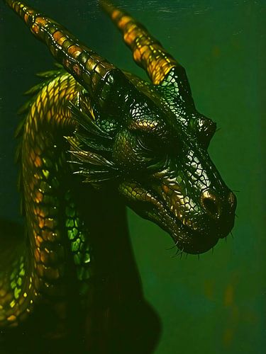 Portret drakenkop in schilderstijl