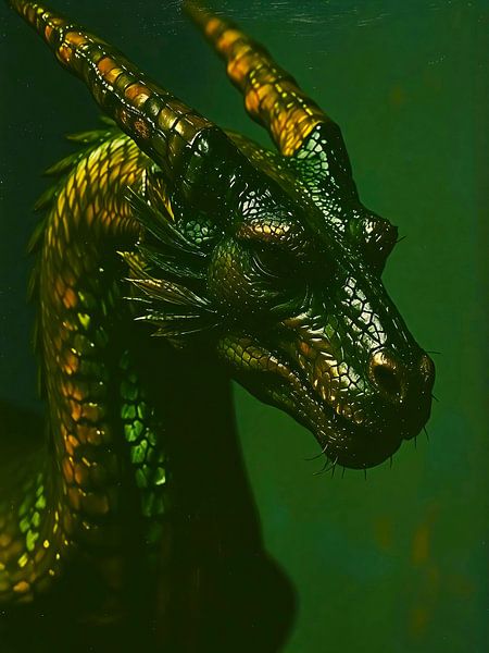 Drachen Kopf Portrait  im Malerei Stil von A.D. Digital ART