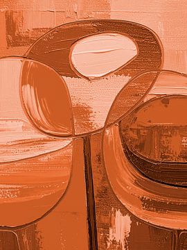 Modern abstract painting with textures in Tangerine Twist