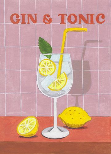 Still Life Summer Gin & Tonic Cocktail leuchtende Farben