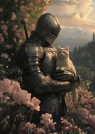 guerrière en armure aimant les chats