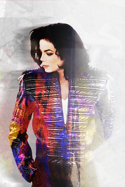 Michael Jackson Abstraktes Porträt in Rot-Violett-Orange-Weiß von Art By Dominic