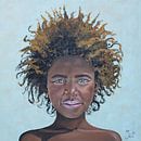 Afrikaans meisje met afro kapsel (schilderij) van Bianca ter Riet thumbnail