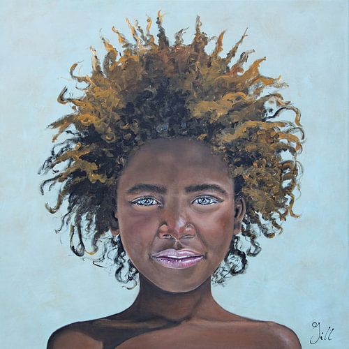 Fille africaine avec une coupe de cheveux afro (peinture)