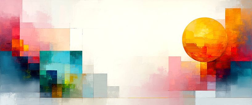 Abstrakter Rhythmus der Felder – Vom leuchtenden Beginn zur stillen Mitte und zurück ins Licht: Ein Dialog aus Farbe, Fläche und Zeit von AidasignArt