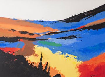 La vallée inconnue - Hans Sturris acrylique sur papier. sur Galerie Ringoot