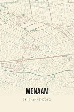 Vintage map of Menaam (Fryslan) by Rezona