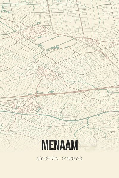 Vintage map of Menaam (Fryslan) by Prints of Place