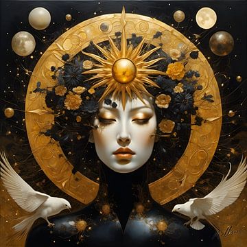 Celestial Muse - Zwart - Vierkant van Mellow Art