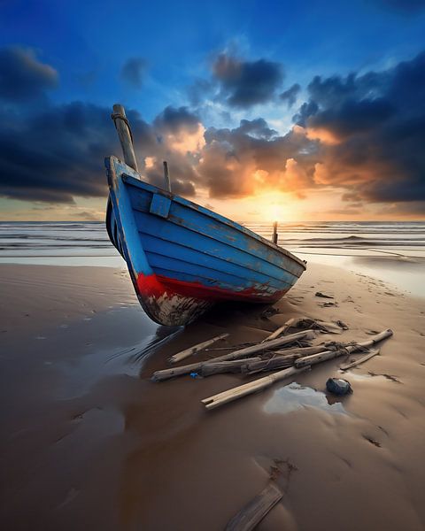 Blauwe boot, blauwe lucht van fernlichtsicht