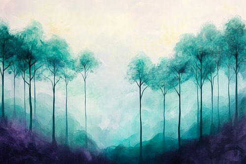 Mystiek landschap met bomen