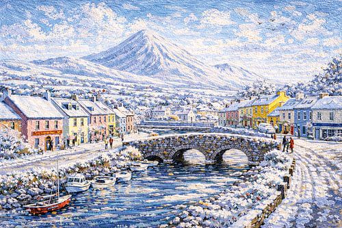 Westport in Ierland, een impressionistisch schilderij.