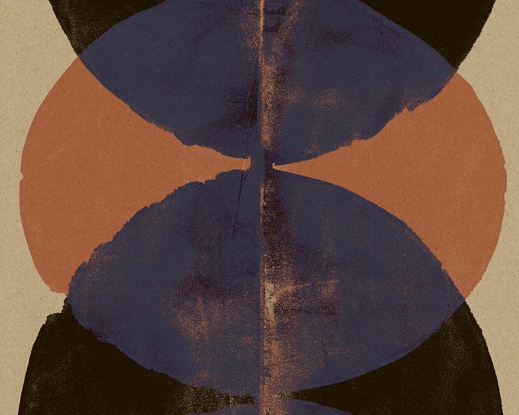 Abstract shapes in retro colors. Terra, blue, black no. 5 by Dina Dankers