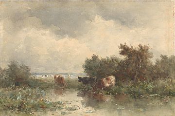 Drei Kühe an einem Teich, Willem Roelofs
