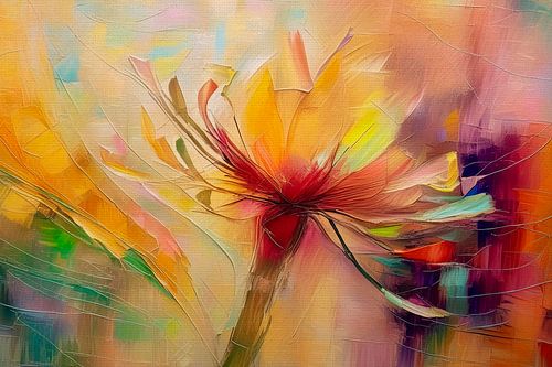 Kleurrijk bloemschilderij van een  Gele Ganzenbloem