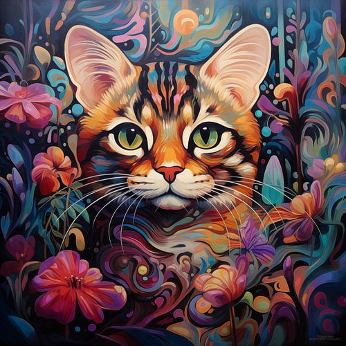Exotische kat kleurrijk, artistiek