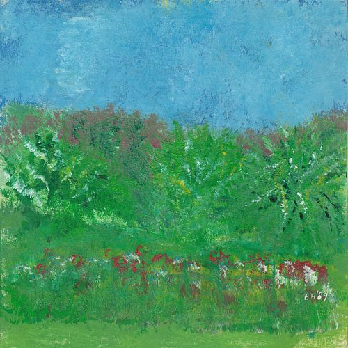 EH PAINTING ART 1989 #0388 Bosrand met koeien 