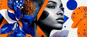 Colourful portrait with plant motifs by Poster Art Shop